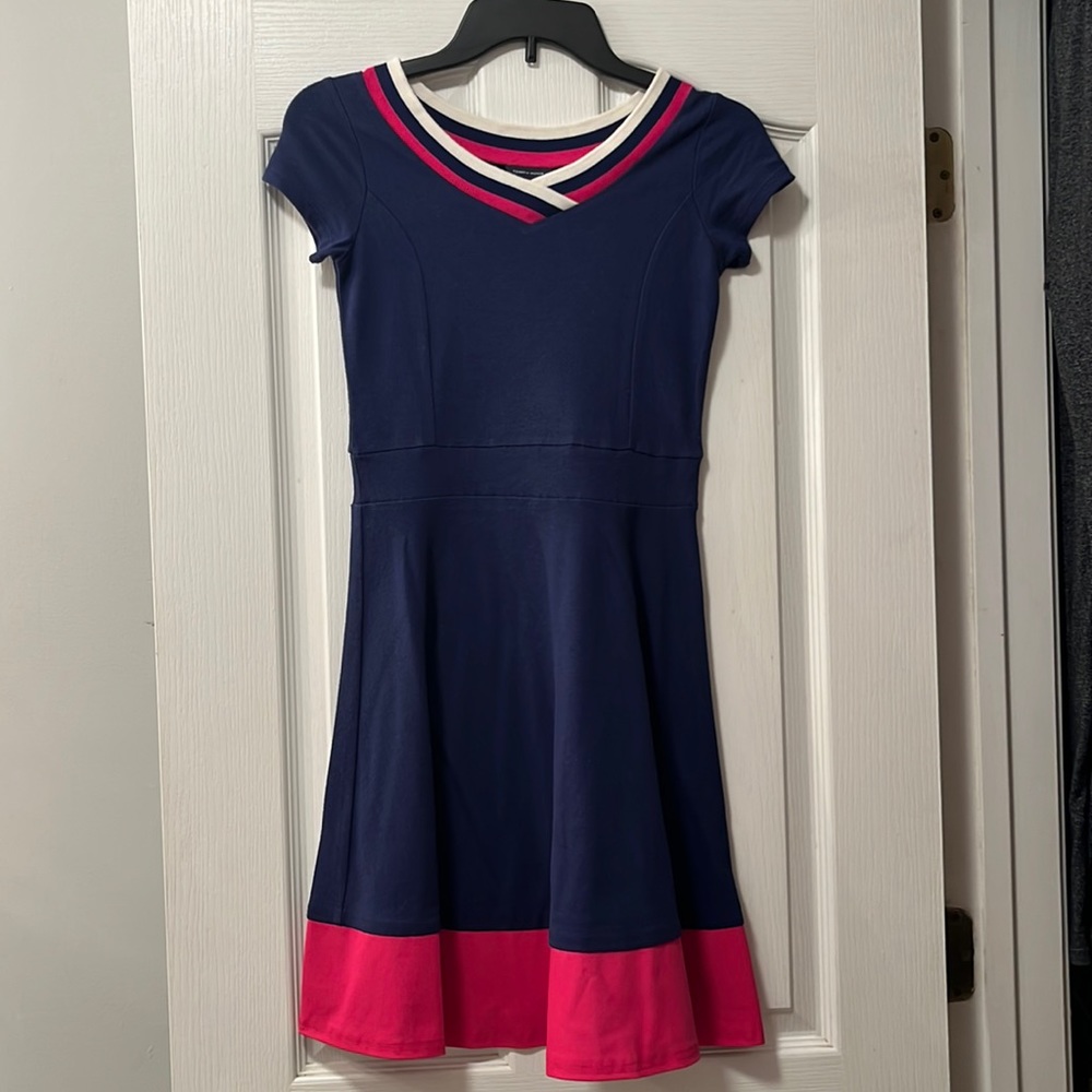 Tommy Hilfiger knit dress- navy with pink trim